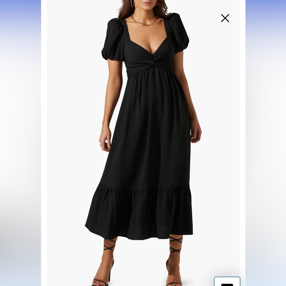 ASTR The Label Tie Back Puff Sleeve Midi Dress size XS